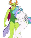 1boy 1girl anthro female friendship_is_magic handjob hasbro male my_little_pony nude nudity pony princess_celestia_(mlp) sparityqueen thorax_(mlp)