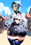 1girl ai_generated ass blue_hair curvy curvy_female curvy_figure eula_(genshin_impact) genshin_impact long_hair