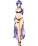 1girl 1girl alluring anklet bare_shoulders bikini blue_eyes blue_hair bracelet bridal_gauntlets cleavage closed_mouth earrings feet female_focus fire_emblem fire_emblem:_the_blazing_blade fire_emblem_heroes flower full_body hair_flower hair_ornament hand_on_own_chest hand_up hibiscus high_heel_sandals high_res intelligent_systems jewelry lips looking_at_viewer matching_hair/eyes medium_breasts navel nintendo official_art sandals short_hair sidelocks smile standing swimsuit thigh_strap toes transparent_background ursula_(fire_emblem) ursula_(summer)_(fire_emblem) yamada_koutarou