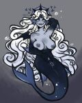 <3 1girl areola arm_behind_head artist_signature ass black black_body black_pearl_cookie black_wings blue_skin blush breasts bubble bubbles completely_nude cookie_run cookie_run_kingdom crown curly_hair devil_wings digital_drawing_(artwork) ear_fins eyeshadow fangs female female_only fin fins gills grey_body hair hana_dongerz heart long_hair looking_at_viewer merfolk mermaid mermaid_tail nipples nude open_eyes open_mouth pussy pussy_juice scales sharp_teeth simple_background skin_fang smile solo spread_pussy spreading spreading_pussy tail_fin underwater very_long_hair water webbed_hands white_hair wings
