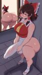 1futa ai_generated ass big_ass breasts erection erection_under_clothes fundoshi fundoshi_futanari fundoshilover101 futanari huge_ass reimu_hakurei tabi_socks touhou