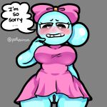 1girl 1girl 1girls apologizing blush blushcrunch_studio bow dandy's_world dress exposed_pussy female_only flashing_pussy horny_as_fuck partyscircus pink_bow pink_dress poppy_(dandy's_world) pussy pussy roblox solo_female tagme