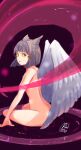 1girl 1girl alluring angel_wings animal_ears blunt_bangs breasts cat_ears chest_jewel high_res nia_(xenoblade) nude rinco_nm short_hair silver_hair small_breasts wings xenoblade_(series) xenoblade_chronicles_2 yellow_eyes