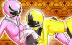  multiple_girls shinken_pink shinken_yellow super_sentai yuri 