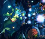 1girl armor asterozoan blue_eyes blue_hair breasts echinoderm featureless_breasts female group hair headgear helmet high_res humanoid male marine melee_weapon merfolk navel nude open_mouth polearm shantae shantae_(character) shantae_(mermaid_form) sonicboom30813 spear split_form starfish tinkerbat underwater water wayforward weapon