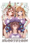 3_girls absurd_res almond_eye_(umamusume) animal_ears big_breasts blue_eyes blue_one-piece_swimsuit braid breast_rest breasts breasts_on_head brown_hair closed_eyes collarbone commentary_request high_res horse_ears horse_girl horse_tail long_hair looking_at_another multicolored_hair multiple_girls one-piece_swimsuit ponta_(1859ysmssstsp) pout satono_diamond_(umamusume) school_swimsuit single_braid streaked_hair swimsuit tail tracen_swimsuit translation_request umamusume vivlos_(umamusume) white_hair yellow_eyes