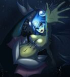 1girl blue_eyes blue_hair bra clothing female giga_mermaid green_body green_skin hair high_res humanoid looking_at_viewer marine merfolk navel open_mouth seashell_bra shantae solo sonicboom30813 split_form underwater underwear water wayforward