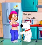 big_breasts brian_griffin crop_top edit erect_nipples_under_clothes family_guy glasses hat jeans meg_griffin thighs