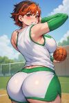 anime_style basketball basketball_uniform brown_eyes huge huge_ass medium_breasts short_hair thighs