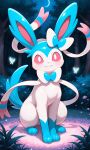 1girl ai_generated arthropod bowtie butterfly eeveelution feelers feral flower forest forest_background generation_6_pokemon glowing grass high_res insect lepidopteran looking_at_viewer moon nature nature_background night nintendo pink_sclera plant pokemon pokemon_(species) ribbons shiny_pokemon smile smiling_at_viewer sylveon tail tree yiff_ai_(director)