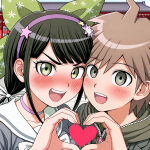 1boy 1girl black_hair brown_hair couple danganronpa danganronpa_(series) danganronpa_v3:_killing_harmony makoto_naegi naegi_makoto tenko_chabashira