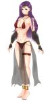 1girl 1girl alluring alternate_costume bikini dancer dancer_outfit earrings feet fire_emblem fire_emblem_echoes:_shadows_of_valentia harem_outfit intelligent_systems long_hair mazii nail_polish navel nintendo pelvic_curtain purple_eyes purple_hair see-through sideboob smile sonya_(fire_emblem) source_request