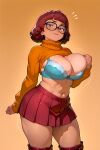 big_breasts bra glasses miniskirt scooby-doo thighs velma_dinkley