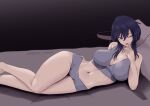 1girl 1girl alluring bed black_hair bra commission commissioner_upload fire_emblem fire_emblem:_genealogy_of_the_holy_war fire_emblem_heroes high_res intelligent_systems larcei_(fire_emblem) lingerie lying nintendo on_bed on_side one_eye_closed pillow short_hair short_shorts shorts simple_background smile sports_bra tongue tongue_out underwear underwear_only vialnite