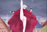 black_gloves bottomless edit fingerless_gloves kicking leg_lift long_hair nekom14 no_panties pussy red_dress saigo_ni_hitotsu_dake_onegai_shite_mo_yoroshii_deshou_ka scarlet_el_vandimion screencap spread_legs upskirt white_hair