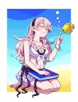 1girl 1girl alluring bikini book bracelet closed_eyes closed_mouth corrin_(fire_emblem) corrin_(fire_emblem)_(female) corrin_(summer)_(fire_emblem)_(female) female_focus fire_emblem fire_emblem_fates fire_emblem_heroes fire_emblem_warriors fish full_body hiyori_(rindou66) intelligent_systems jewelry long_hair navel nintendo official_alternate_costume pointy_ears sitting smile swimsuit thigh_strap twitter_username underwater white_hair wreath