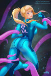 1girl female_only female_solo metroid metroid_zero_mission nintendo prywinko samus_aran tentacle zero_suit zero_suit_samus