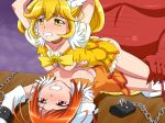 2girls akaooni chains cure_peace cure_sunny from_behind fucked_silly highres hino_akane human interspecies kise_yayoi magical_girl multiple_girls pretty_cure red_oni smile_precure! threesome