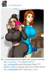 ass big_ass big_breasts breasts crossover disney green_eyes jay-marvel kim_possible kimberly_ann_possible lips long_hair multiple_girls orange_hair penny_proud redhead smile text the_proud_family