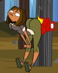 ass bent_over black_eyes breasts brown_hair bubble_butt butt_crack courtney_(tdi) funny grimphantom grimphantom_(artist) punch solo toes total_drama_island