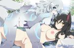 2girls 3:2_aspect_ratio ahri animal_ears anthro anus ass big_breasts black_hair blue_eyes blush breasts clitoris closed_mouth fur grey_fur grey_hair kindred kitsunemimi league_of_legends looking_at_viewer multiple_girls nail_polish nude open_mouth pussy slit_pupils smile sollyz spread_legs tail tongue white_fur white_hair yellow_eyes yuri