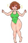 blush blushing brown_hair glasses huge_breasts inkerton-kun nikki_(swapnote) nintendo short_hair swapnote swimsuit wide_hips