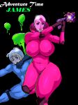 adventure_time ass big_ass big_breasts breasts clothes finn_the_human jay-marvel lips princess_bubblegum suit text