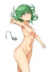 1girl 1girl 1girl armpits bent_spoon breasts cowboy_shot curly_hair floating green_eyes green_hair haruhisky high_resolution one-punch_man short_hair simple_background small_breasts spoon spoon_bending standing tatsumaki_(one-punch_man) telekinesis very_high_resolution white_background