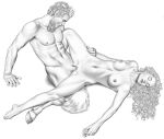 black_and_white closed_eyes female goat greek_mythology hetero interspecies male mythology nymph pan_(greek_mythology) penis pussy satyr sex vaginal_penetration