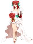 1_girl 1girl arm art artist_request babe bare_legs bare_shoulders blush bouquet bride crown dress elesis_sieghart female flower gloves grand_chase hair_between_eyes hair_ornament hair_ribbon high_heels high_res holding long_hair neck necklace red_eyes red_hair red_rose redhead ribbon rose simple_background smile standing strapless strapless_dress transparent_background veil wedding_dress white_dress white_gloves