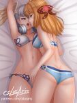 2_girls alluring ass big_breasts bikini blonde_hair cslucaris fiora_(xenoblade) green_eyes hand_on_pussy kissing looking_at_another melia_antiqua multiple_girls nintendo partially_clothed possible_duplicate silver_hair swimsuit xenoblade_(series) xenoblade_chronicles yuri