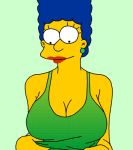 1girl animated big_breasts blue_hair breasts flashing gif marge_simpson nipples shirt_lift solo tagme the_simpsons yellow_skin