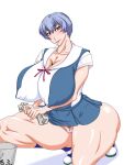 blue_eyes gigantic_ass gigantic_breasts hourglass_figure neon_genesis_evangelion purple_eyes rei_ayanami zensyuui