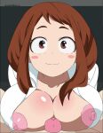 big_breasts huge_breasts looking_at_viewer my_hero_academia nipples ochako_uraraka paizuri paizuri paizuri paizuri paizuri_under_clothes pov pov_eye_contact spaceman6331 uraraka_ochako