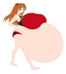  asuka_langley_souryuu blue_eyes brown_hair gigantic_breasts hyper_pregnancy neon_genesis_evangelion pregnant pregnant_belly pregnant_female saburox swimsuit 