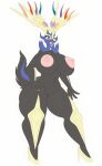 1girl bds_charmeleon big_ass big_breasts black_skin cute deer deer_girl fluffy_tail horns littlegreeny921 platform_shoes posing seductive sexy tail thick_ass thick_legs xerneas