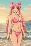 1girl adult_swim alluring beach bikini bishoujo_senshi_sailor_moon bishoujo_senshi_sailor_moon_r bishoujo_senshi_sailor_moon_r_the_movie bishoujo_senshi_sailor_moon_s bishoujo_senshi_sailor_moon_s_the_movie bishoujo_senshi_sailor_moon_supers bishoujo_senshi_sailor_moon_supers_the_movie blue_sky chibi_usa dario magenta_eyes ocean pink_hair sunset toei_animation toonami viz_media