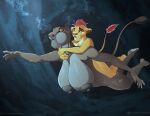 1boy 1girl anthro barefoot big_breasts breasts cave cub daemont92 disney drowning el-loko feet female freediving gilf grandmother_and_grandson holding_breath huge_breasts kion lion lioness male milf nipples nude older_female piggyback puffed_cheeks sarabi skinny_dipping swimming the_lion_guard the_lion_king underwater voluptuous young younger_male