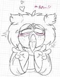  1girl ahe_gao ahegao ahegao_face blush bunny_teeth glasses glasses_on_face hair_between_eyes hand_gesture messy_hair mia_torres monochrome oc open_mouth original original_character pigtails saliva sketch solo_female solo_focus tongue tongue_out twin_tails una_familia_50_promedio 