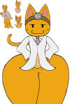  1boy 2d 2d_(artwork) 2d_artwork :3 anthro ass big_ass bottomless closed_mouth clothing collared_shirt digital_media_(artwork) doctor dr._retro_(regretevator) felid feline felis formal furry furry_male half-closed_eyes hands_on_hips huge_ass jacket legs_together long_sleeves looking_at_viewer male male_focus male_only neck_tie orange_body orange_fur regretevator request roblox smile smug smug_face suit tail thick_thighs thighs unknownboykisser white_jacket wide_hips 
