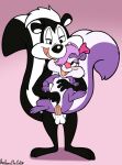 anibaruthecat animal_nose black_fur blush carrying_partner carrying_person eyelashes fifi_la_fume furry grabbing_another's_breast gradient_background hair_over_face hair_over_one_eye hair_ribbon leg_lift legs_open long_eyelashes long_tail looking_at_partner looking_down looking_up looney_tunes makeup masturbating_while_penetrated open_mouth pepe_le_pew pink_ribbon purple_background purple_fur purple_hair ribbon sex_from_behind skunk smile spread_legs standing standing_sex tiny_toon_adventures two-tone_fur very_long_tail white_fur white_hair