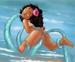 anal anal_insertion anal_penetration anal_sex arm_behind_back artist_request bare_shoulders beach big_ass black_hair blue_background blurry_background blush bottomless carrying carrying_partner curly_hair flower_hair_ornament flower_in_hair hawaiian hawaiian_female long_hair no_shoes original pink_flower pleasure_face pussy_juice rolling_eyes sea seaside signature somethingmanced tanned_female tanned_skin tentacle tentacle_sex tied_hand tongue tongue_out tube_top vaginal vaginal_insertion vaginal_juices vaginal_penetration vaginal_sex water_tentacle wet wet_body