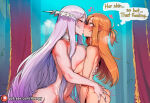 2_girls age_difference arm_at_side artist_name ass ass_grab asuna_(sao) asuna_yuuki asymmetrical_docking back big_ass big_breasts blush breast_press breasts choker closed_eyes collarbone completely_nude completely_nude_female couple duo english_text female/female female_only femdom femsub hair_ornament heart heroine hoorpy hoorpy_(artist) huge_breasts hugging indoors kissing lavender_hair lezdom lezsub light-skinned_female light_skin long_hair looking_at_another love multiple_girls mutual_yuri navel neck nude nude_female orange_eyes orange_hair quinella quinella_(sword_art_online) romantic romantic_couple speech_bubble standing straight_hair surprise_kiss surprised sword_art_online sword_art_online_alicization text trembling very_long_hair villainess white_choker yuri yuuki_asuna