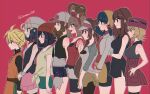 6+girls baseball_cap beanie big_breasts bike_shorts black_dress black_hair black_pantyhose black_shirt black_shorts black_thighhighs black_vest blonde_hair blue_eyes blue_hair blue_shirt blue_shorts blush body_blush bow bow_hairband breasts brown_eyes brown_hair bust_chart canon_event closed_mouth commentary_request cropped_jacket cropped_vest dawn_(pokemon) denim denim_shorts double_bun dress eyelashes eyes_visible_through_hair eyewear_on_headwear fang from_side gloves green_(pokemon) green_shorts grey-framed_eyewear grey_eyes grey_gloves grey_hat grey_jacket grey_shirt grey_shorts hair_between_eyes hair_bun hair_ornament hair_tie hairband hairclip hand_on_own_hip hand_up hat high-waist_skirt hilda_(pokemon) jacket kris_(pokemon) long_hair long_sleeves may_(pokemon) medium_breasts medium_hair mokorei multiple_girls open_mouth orange_tunic own_hands_together pantyhose pantyhose_under_shorts partial_commentary pink_hat pink_skirt pleated_skirt pocket poke_ball_print poke_ball_symbol poke_ball_theme pokemon pokemon_adventures ponytail print_headwear print_shirt protected_link purple_hat raglan_sleeves red_background red_hairband red_hat red_shirt red_skirt rosa_(pokemon) selene_(pokemon) serena_(pokemon) shirt short_dress short_hair short_shorts short_sleeves shorts sidelocks skirt sleeveless sleeveless_dress sleeveless_shirt small_breasts smile standing stockings sunglasses surcoat tied_shirt tunic turtleneck twin_tails twitter_username two-tone_headwear two-tone_shirt two-tone_shorts undershirt vest visor_cap white_hat white_shirt wristband yellow_(pokemon) yellow_hat yellow_shirt yellow_shorts zettai_ryouiki