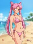 1girl adult_swim alluring beach bikini bishoujo_senshi_sailor_moon bishoujo_senshi_sailor_moon_r bishoujo_senshi_sailor_moon_r_the_movie bishoujo_senshi_sailor_moon_s bishoujo_senshi_sailor_moon_s_the_movie bishoujo_senshi_sailor_moon_supers bishoujo_senshi_sailor_moon_supers_the_movie blue_sky chibi_usa dario magenta_eyes ocean pink_hair toei_animation toonami viz_media