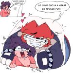  1boy1girl ahegao ass ass ass_up behind_another bigger_male bigger_penetrating_smaller blaehine boobs_out fat_male flat_chested haruki_teshigawara heart-shaped_pupils lying_down male_on_top moaning monica_dormer nonconsensual oc original_characters raped_female raped_girl raping sex_from_behind simple_coloring spanish_text sweat unfinished 