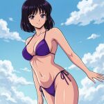  1girl adult_swim alluring beach bikini bishoujo_senshi_sailor_moon bishoujo_senshi_sailor_moon_r bishoujo_senshi_sailor_moon_s bishoujo_senshi_sailor_moon_supers black_hair blue_sky dario hotaru_tomoe ocean purple_eyes swimming_pool toei_animation toonami viz_media 