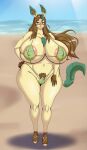  1girl beach big_ass big_breasts bikini brown_hair cute deadpliss hairy_pussy ipan leafeon long_ears long_hair milf posing pubic_hair pussy_hair seductive seductive_face sexy shy tail thick_ass thick_legs 