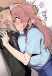  1boy 1girl ai_generated blush deepthroat fellatio gigantic_breasts head_grab huge_breasts inui_shinju light-skinned_female light_skin long_hair massive_breasts muscular_male oral_sex pink_hair pubic_hair purple_eyes saliva sono_bisque_doll_wa_koi_wo_suru squatting sweat sweatdrop thick_body thick_female voluptuous voluptuous_female 