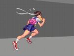 1girl animated_gif ass backpack bingo_torte brown_hair buruma capcom female_focus jumping pixel_animation pixel_art running sakura_kasugano school_uniform schoolgirl street_fighter street_fighter_iii street_fighter_zero_3 younger_female